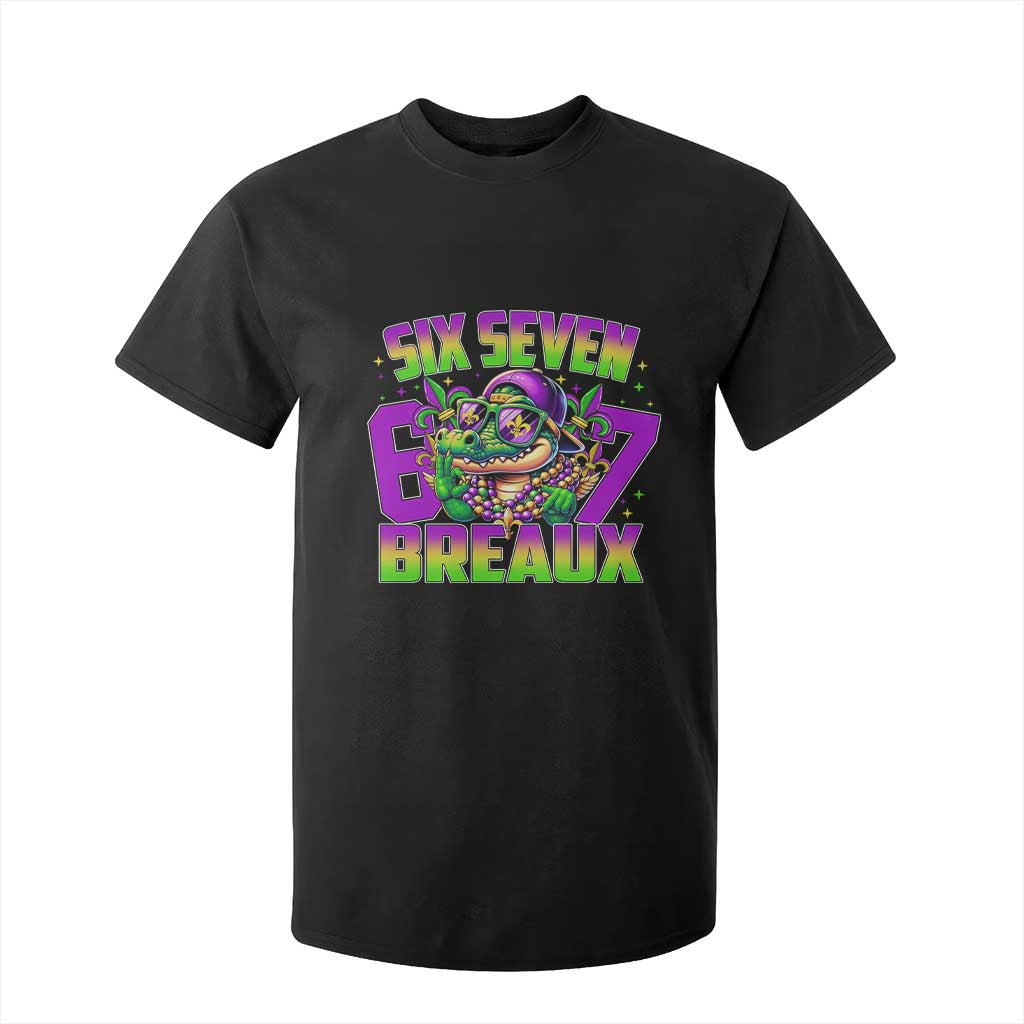 Mardi Gras Six Seven Breaux T Shirt For Kid Funny Mardigator Alligator 6 7 Meme TS11 Black Print Your Wear