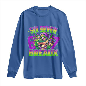 Mardi Gras Six Seven Breaux Long Sleeve Shirt Funny Mardigator Alligator 6 7 Meme TS11 Royal Blue Print Your Wear