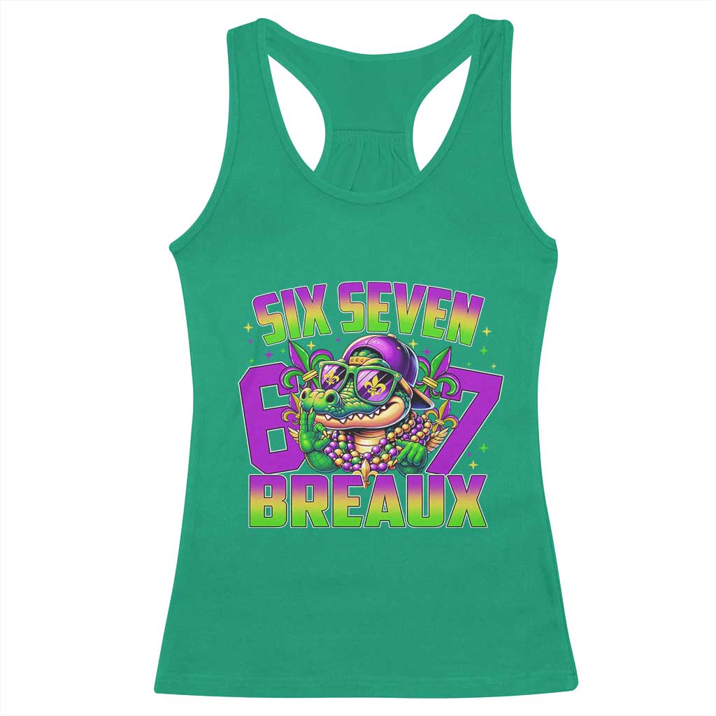 Mardi Gras Six Seven Breaux Racerback Tank Top Funny Mardigator Alligator 6 7 Meme TS11 Irish Green Print Your Wear