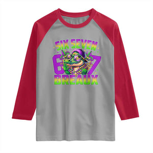 Mardi Gras Six Seven Breaux Raglan Shirt Funny Mardigator Alligator 6 7 Meme TS11 Sport Gray Red Print Your Wear