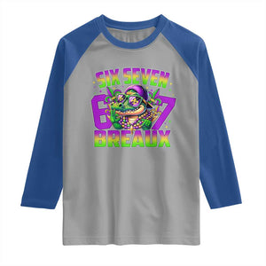 Mardi Gras Six Seven Breaux Raglan Shirt Funny Mardigator Alligator 6 7 Meme TS11 Sport Gray Royal Print Your Wear