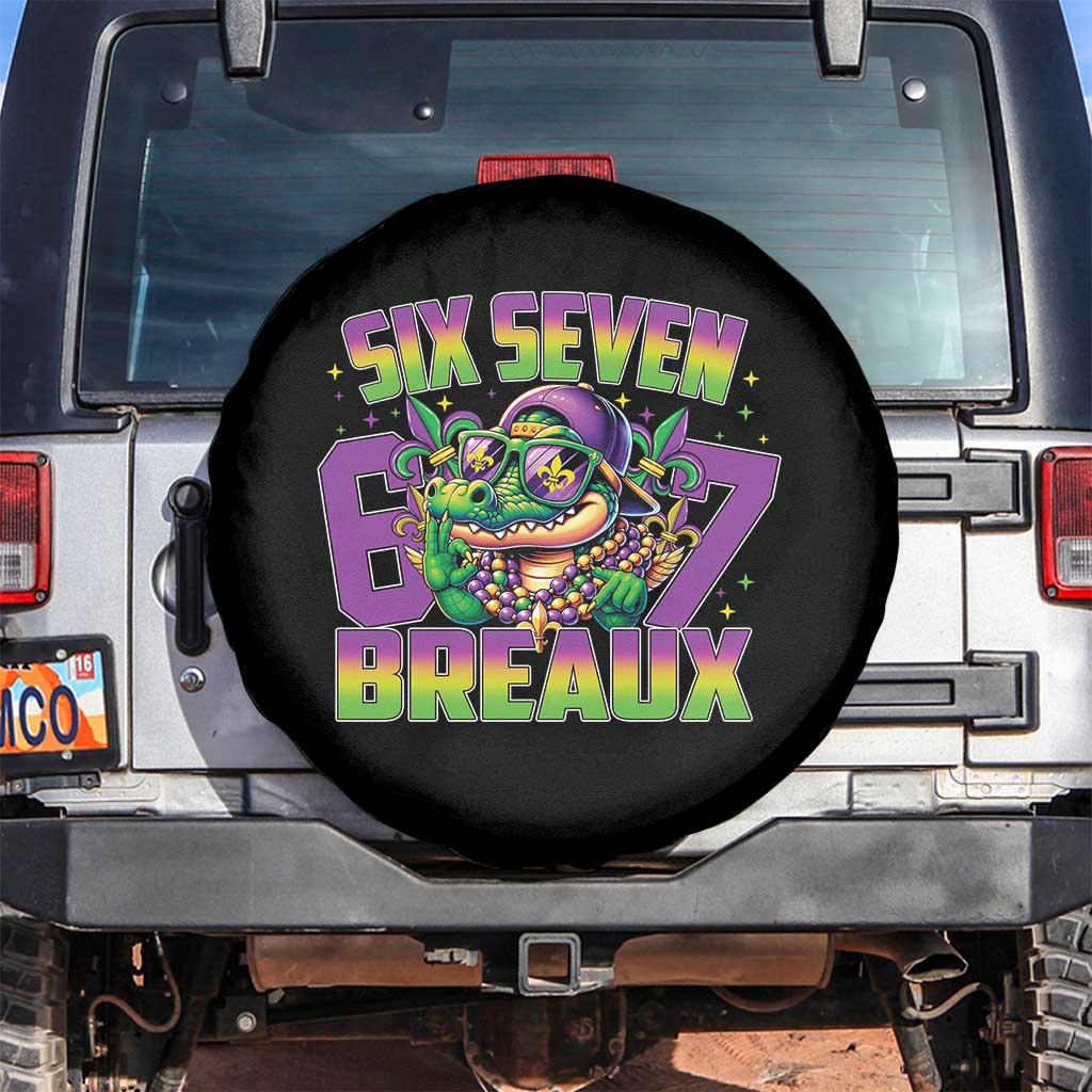 Mardi Gras Six Seven Breaux Spare Tire Cover Funny Mardigator Alligator 6 7 Meme TS11 No hole Black Print Your Wear