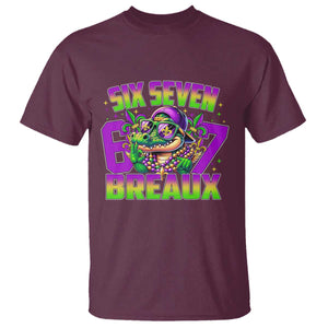 Mardi Gras Six Seven Breaux T Shirt Funny Mardigator Alligator 6 7 Meme TS11 Maroon Print Your Wear