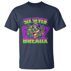 Mardi Gras Six Seven Breaux T Shirt Funny Mardigator Alligator 6 7 Meme TS11 Navy Print Your Wear