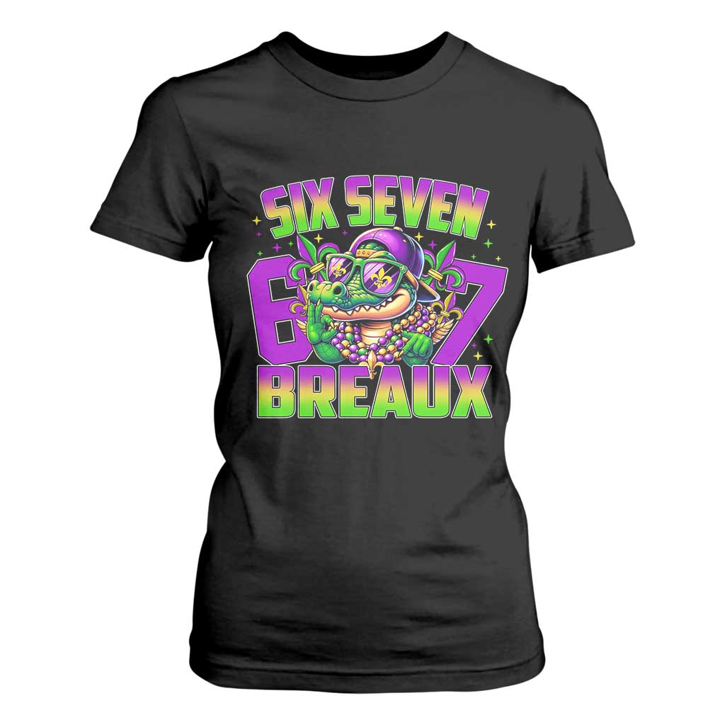 Mardi Gras Six Seven Breaux T Shirt For Women Funny Mardigator Alligator 6 7 Meme TS11 Black Print Your Wear