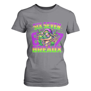 Mardi Gras Six Seven Breaux T Shirt For Women Funny Mardigator Alligator 6 7 Meme TS11 Charcoal Print Your Wear