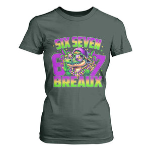 Mardi Gras Six Seven Breaux T Shirt For Women Funny Mardigator Alligator 6 7 Meme TS11 Dark Forest Green Print Your Wear