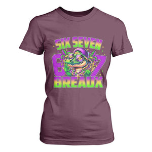 Mardi Gras Six Seven Breaux T Shirt For Women Funny Mardigator Alligator 6 7 Meme TS11 Maroon Print Your Wear