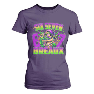 Mardi Gras Six Seven Breaux T Shirt For Women Funny Mardigator Alligator 6 7 Meme TS11 Purple Print Your Wear