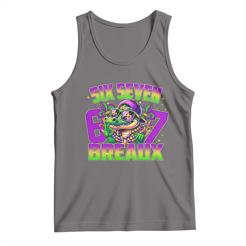 Mardi Gras Six Seven Breaux Tank Top Funny Mardigator Alligator 6 7 Meme TS11 Deep Heather Print Your Wear