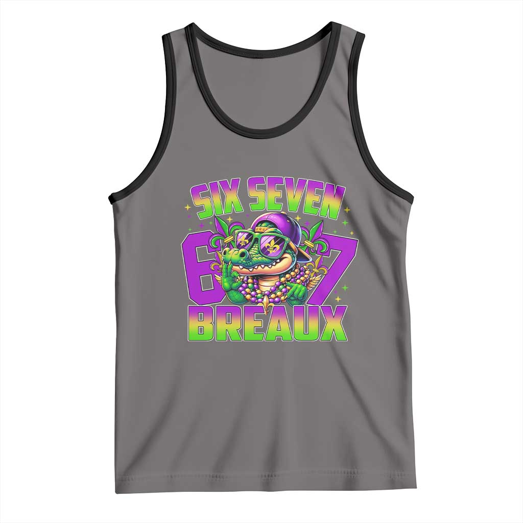 Mardi Gras Six Seven Breaux Tank Top Funny Mardigator Alligator 6 7 Meme TS11 Deep Heather Black Print Your Wear