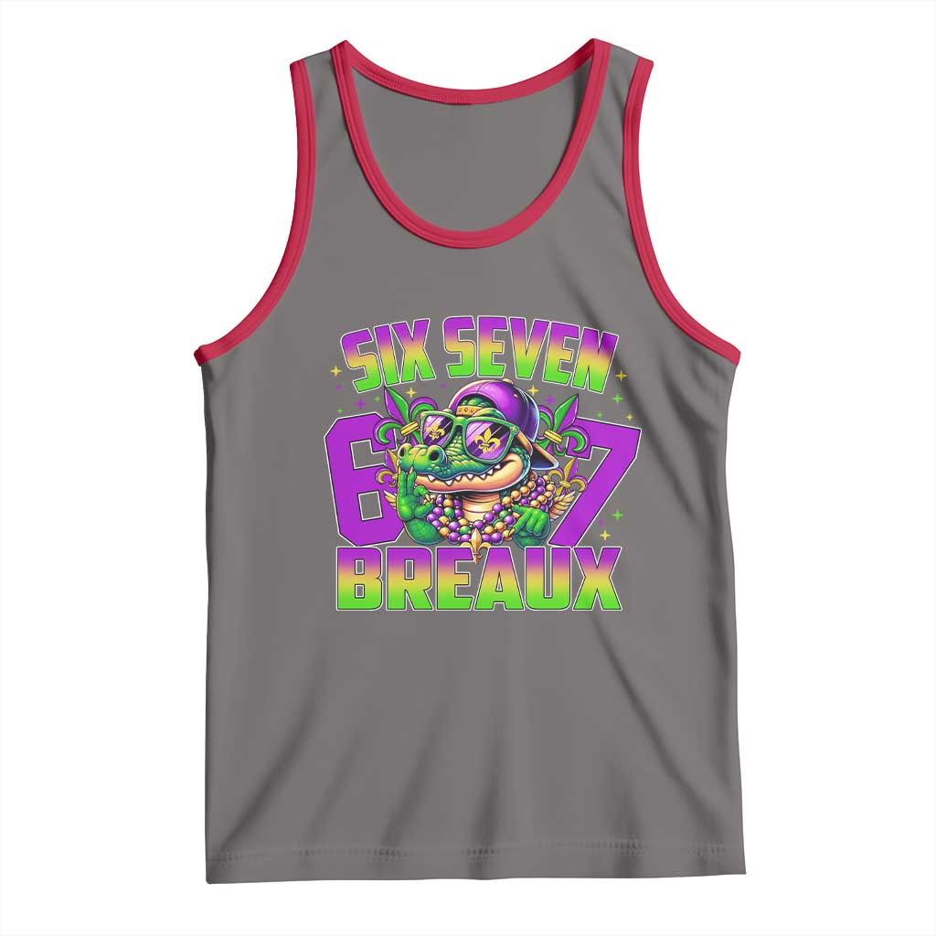 Mardi Gras Six Seven Breaux Tank Top Funny Mardigator Alligator 6 7 Meme TS11 Deep Heather Red Print Your Wear