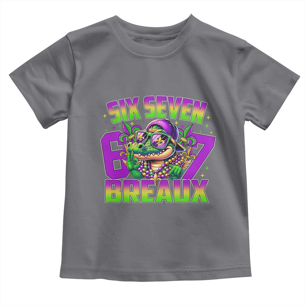 Mardi Gras Six Seven Breaux Toddler T Shirt Funny Mardigator Alligator 6 7 Meme TS11 Charcoal Print Your Wear