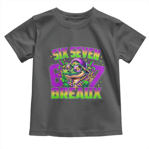 Mardi Gras Six Seven Breaux Toddler T Shirt Funny Mardigator Alligator 6 7 Meme TS11 Dark Heather Print Your Wear