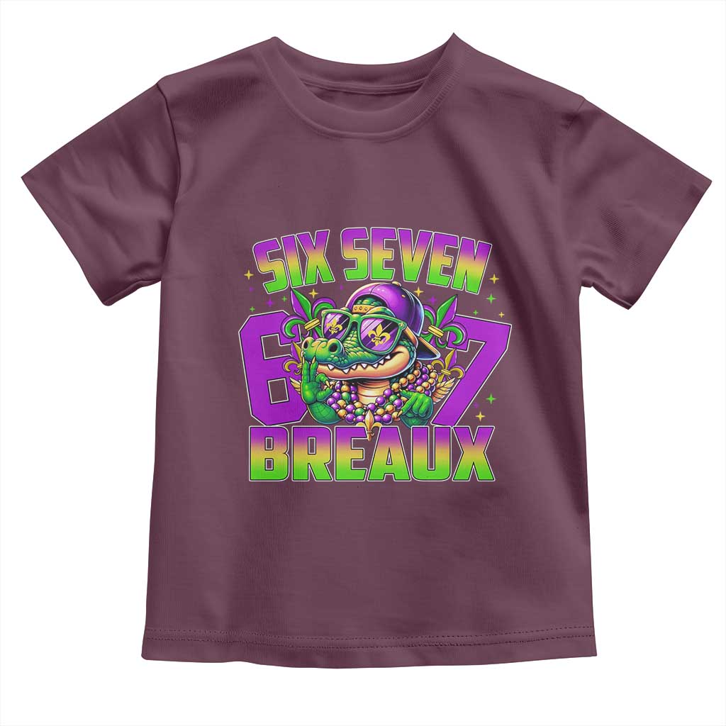 Mardi Gras Six Seven Breaux Toddler T Shirt Funny Mardigator Alligator 6 7 Meme TS11 Maroon Print Your Wear