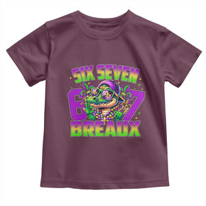 Mardi Gras Six Seven Breaux Toddler T Shirt Funny Mardigator Alligator 6 7 Meme TS11 Maroon Print Your Wear