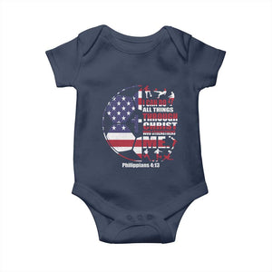 Christian Soccer Baby Onesie I Can Do All Things Through Christ Who Strengthens Me TS11 Navy Print Your Wear