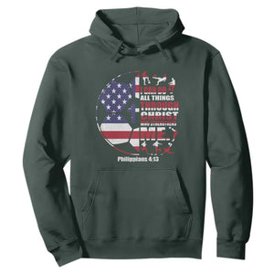 Christian Soccer Hoodie I Can Do All Things Through Christ Who Strengthens Me TS11 Dark Forest Green Print Your Wear