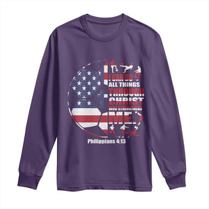 Christian Soccer Long Sleeve Shirt I Can Do All Things Through Christ Who Strengthens Me TS11 Purple Print Your Wear