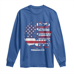 Christian Soccer Long Sleeve Shirt I Can Do All Things Through Christ Who Strengthens Me TS11 Royal Blue Print Your Wear
