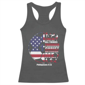 Christian Soccer Racerback Tank Top I Can Do All Things Through Christ Who Strengthens Me TS11 Dark Heather Print Your Wear