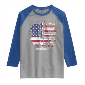 Christian Soccer Raglan Shirt I Can Do All Things Through Christ Who Strengthens Me TS11 Sport Gray Royal Print Your Wear