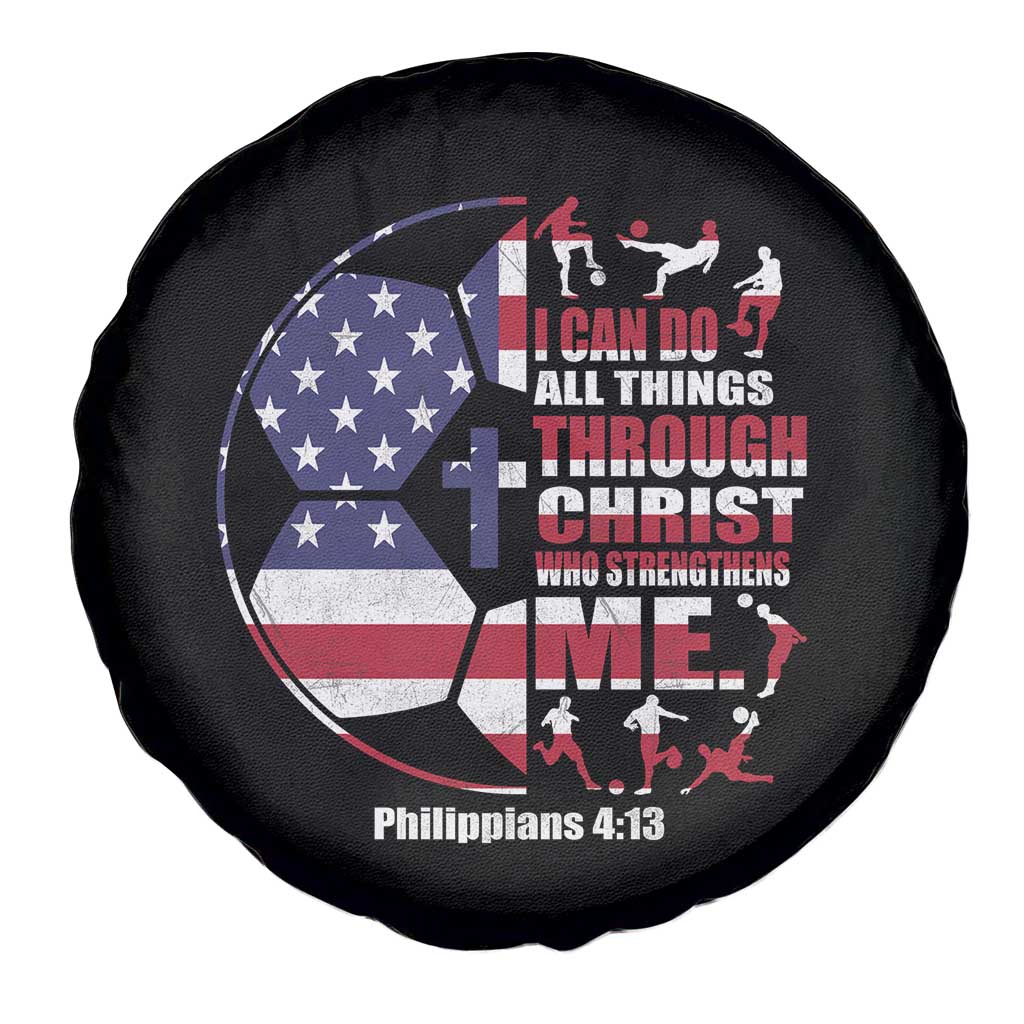 Christian Soccer Spare Tire Cover I Can Do All Things Through Christ Who Strengthens Me TS11 Print Your Wear
