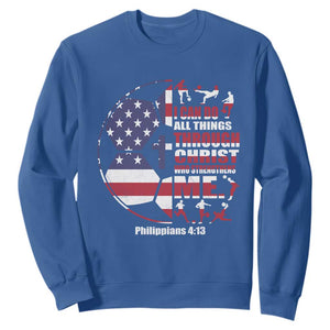Christian Soccer Sweatshirt I Can Do All Things Through Christ Who Strengthens Me TS11 Royal Blue Print Your Wear