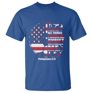 Christian Soccer T Shirt I Can Do All Things Through Christ Who Strengthens Me TS11 Royal Blue Print Your Wear