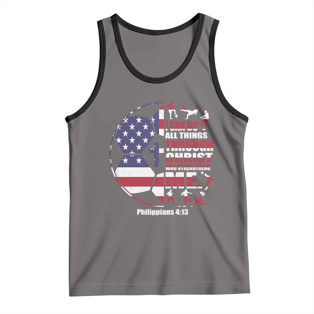 Christian Soccer Tank Top I Can Do All Things Through Christ Who Strengthens Me TS11 Deep Heather Black Print Your Wear
