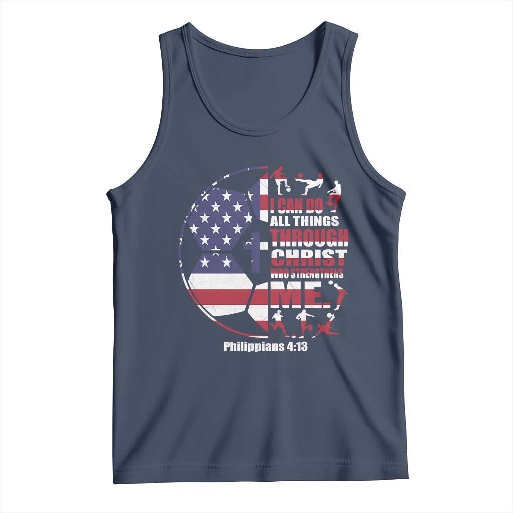 Christian Soccer Tank Top I Can Do All Things Through Christ Who Strengthens Me TS11 Navy Print Your Wear