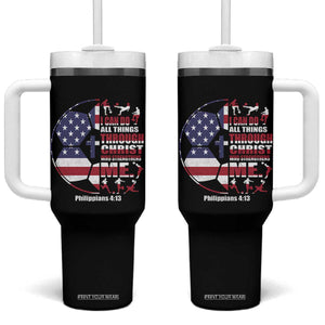 Christian Soccer Tumbler With Handle I Can Do All Things Through Christ Who Strengthens Me TS11 One Size: 40 oz Black Print Your Wear