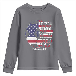 Christian Soccer Youth Sweatshirt I Can Do All Things Through Christ Who Strengthens Me TS11 Charcoal Print Your Wear