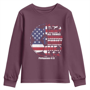 Christian Soccer Youth Sweatshirt I Can Do All Things Through Christ Who Strengthens Me TS11 Maroon Print Your Wear