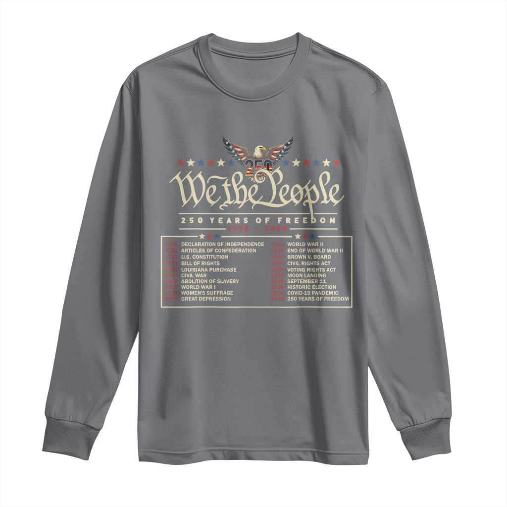 250 Year Timeline 1776 2026 Patriotic Historical Anniversary Long Sleeve Shirt TS11 Charcoal Print Your Wear