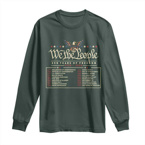250 Year Timeline 1776 2026 Patriotic Historical Anniversary Long Sleeve Shirt TS11 Dark Forest Green Print Your Wear