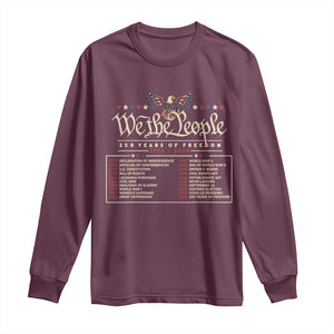 250 Year Timeline 1776 2026 Patriotic Historical Anniversary Long Sleeve Shirt TS11 Maroon Print Your Wear