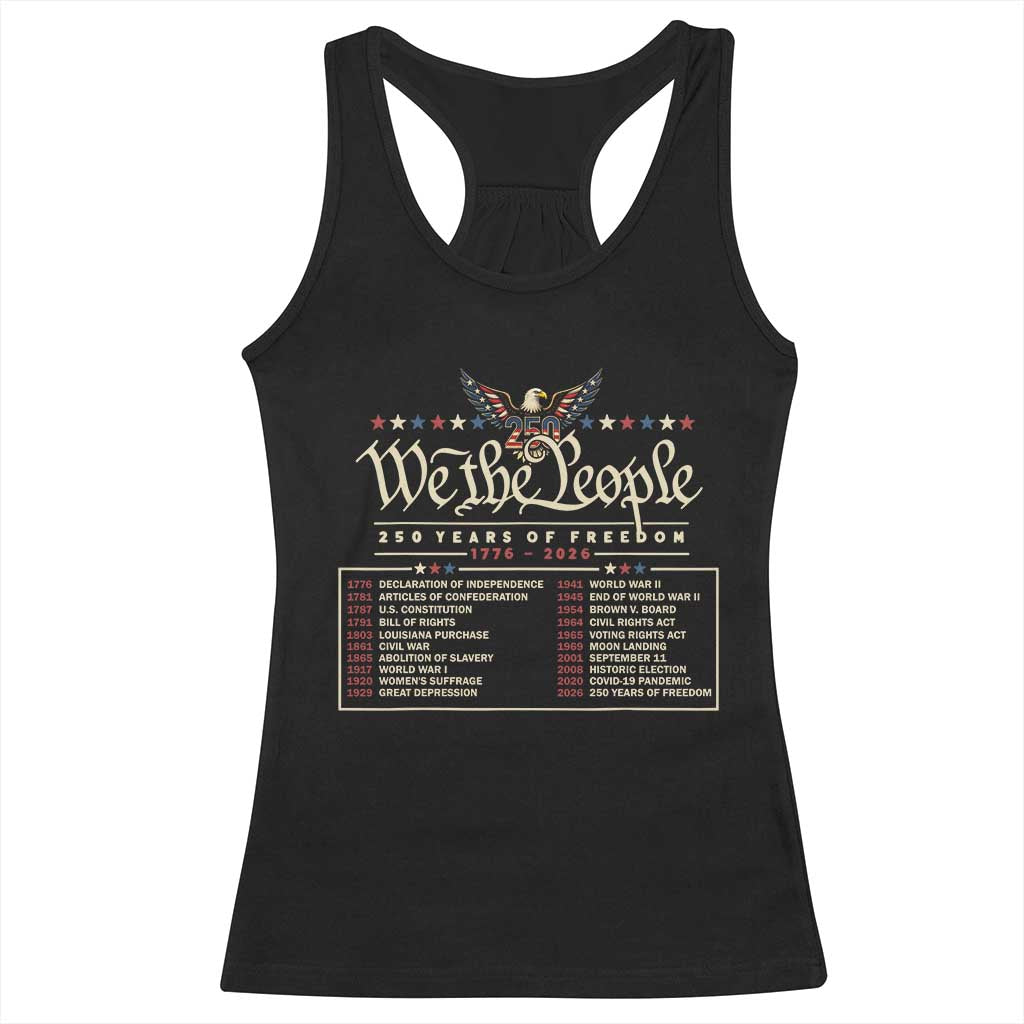 250 Year Timeline 1776 2026 Patriotic Historical Anniversary Racerback Tank Top TS11 Black Print Your Wear