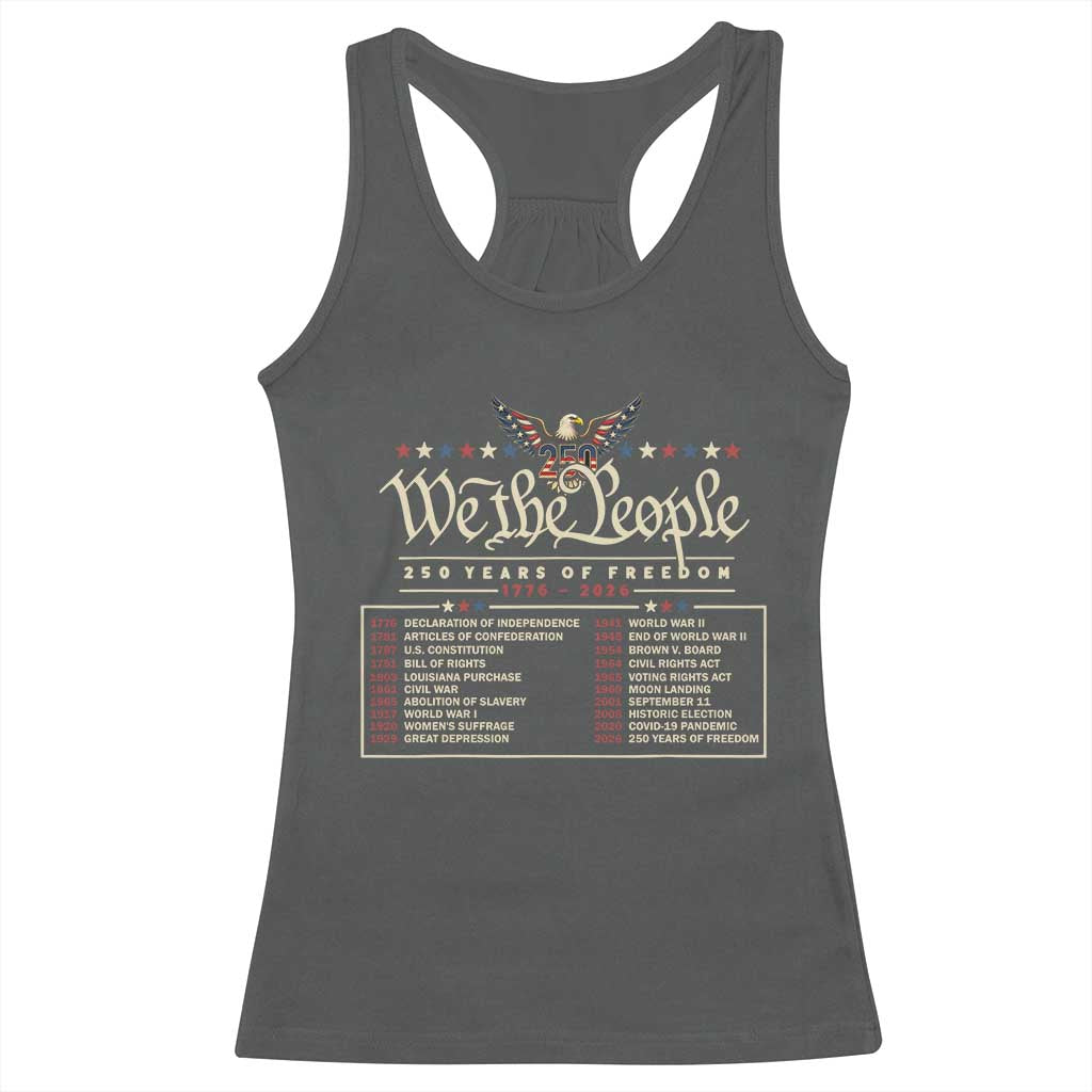250 Year Timeline 1776 2026 Patriotic Historical Anniversary Racerback Tank Top TS11 Dark Heather Print Your Wear