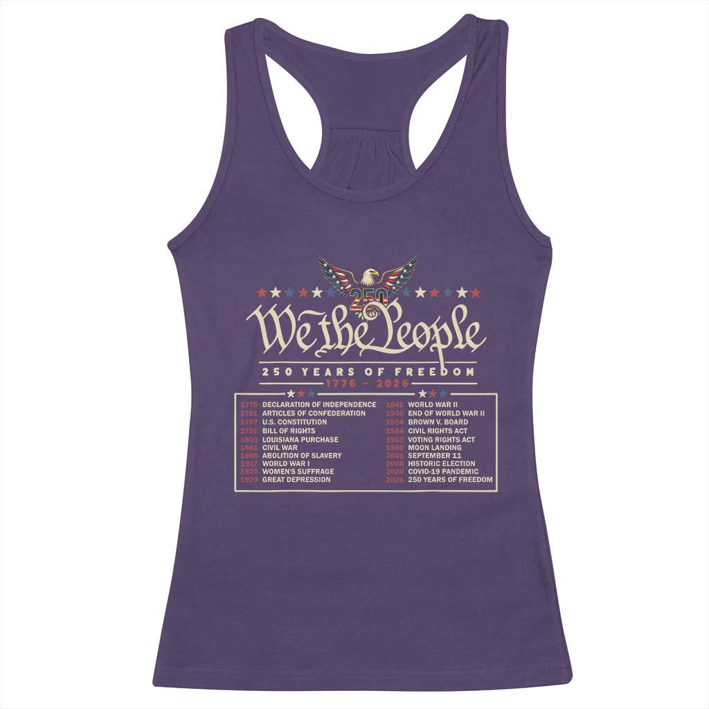 250 Year Timeline 1776 2026 Patriotic Historical Anniversary Racerback Tank Top TS11 Purple Print Your Wear