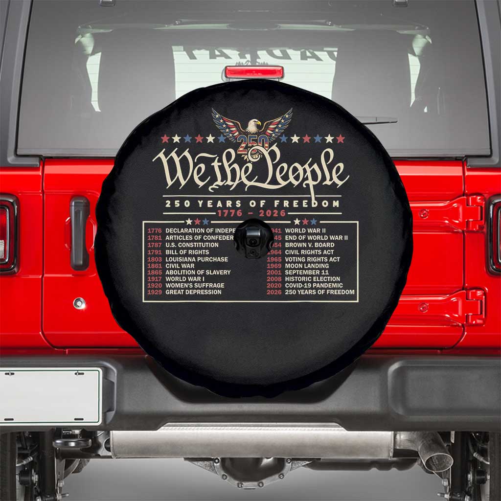 250 Year Timeline 1776 2026 Patriotic Historical Anniversary Spare Tire Cover TS11 Black Print Your Wear