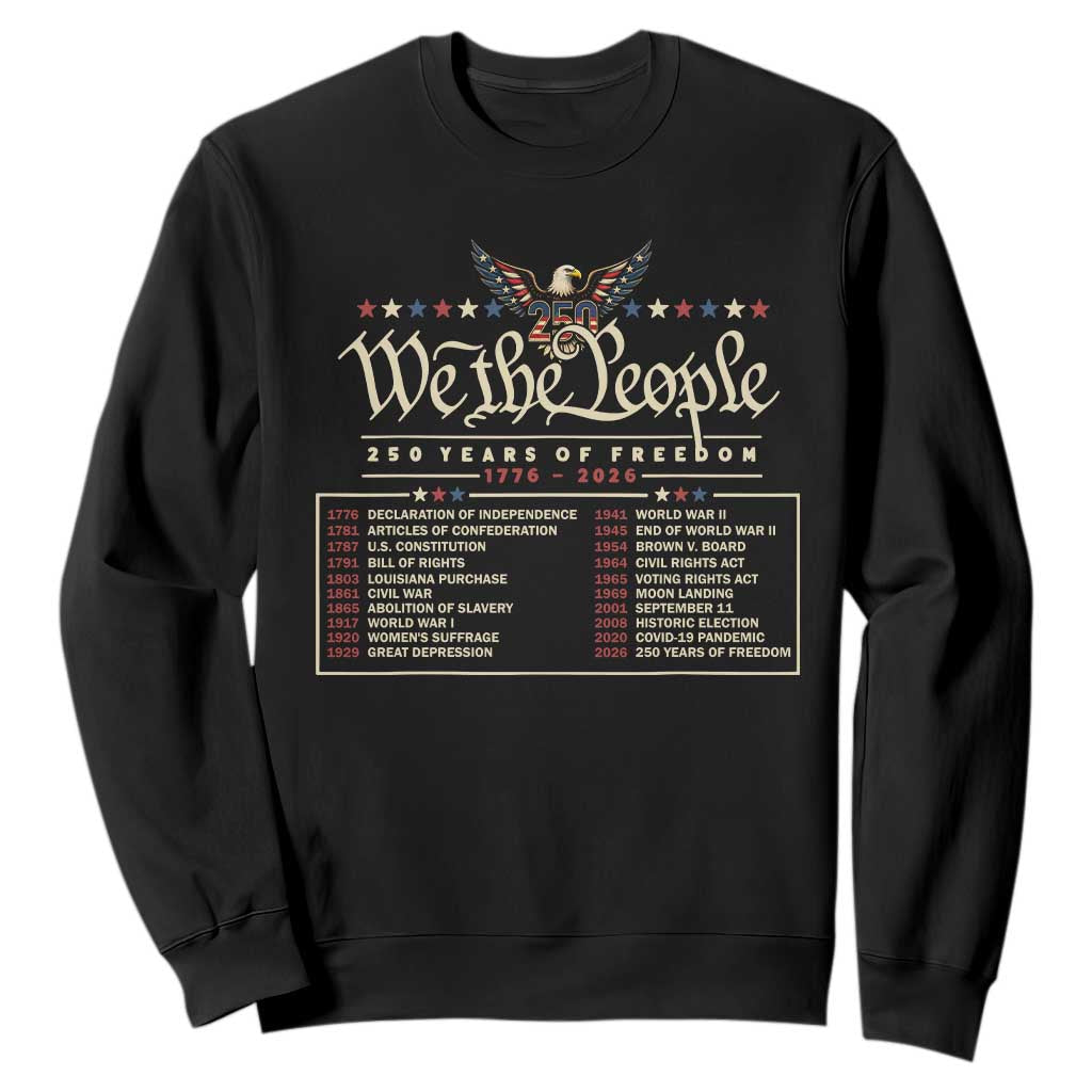 250 Year Timeline 1776 2026 Patriotic Historical Anniversary Sweatshirt TS11 Black Print Your Wear