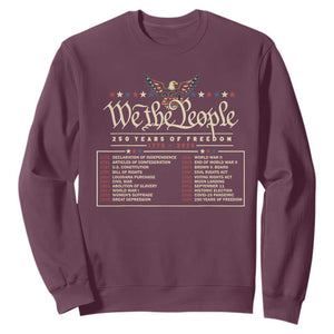 250 Year Timeline 1776 2026 Patriotic Historical Anniversary Sweatshirt TS11 Maroon Print Your Wear