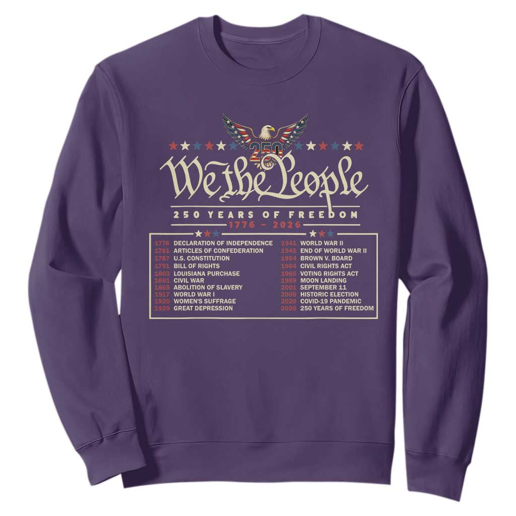 250 Year Timeline 1776 2026 Patriotic Historical Anniversary Sweatshirt TS11 Purple Print Your Wear