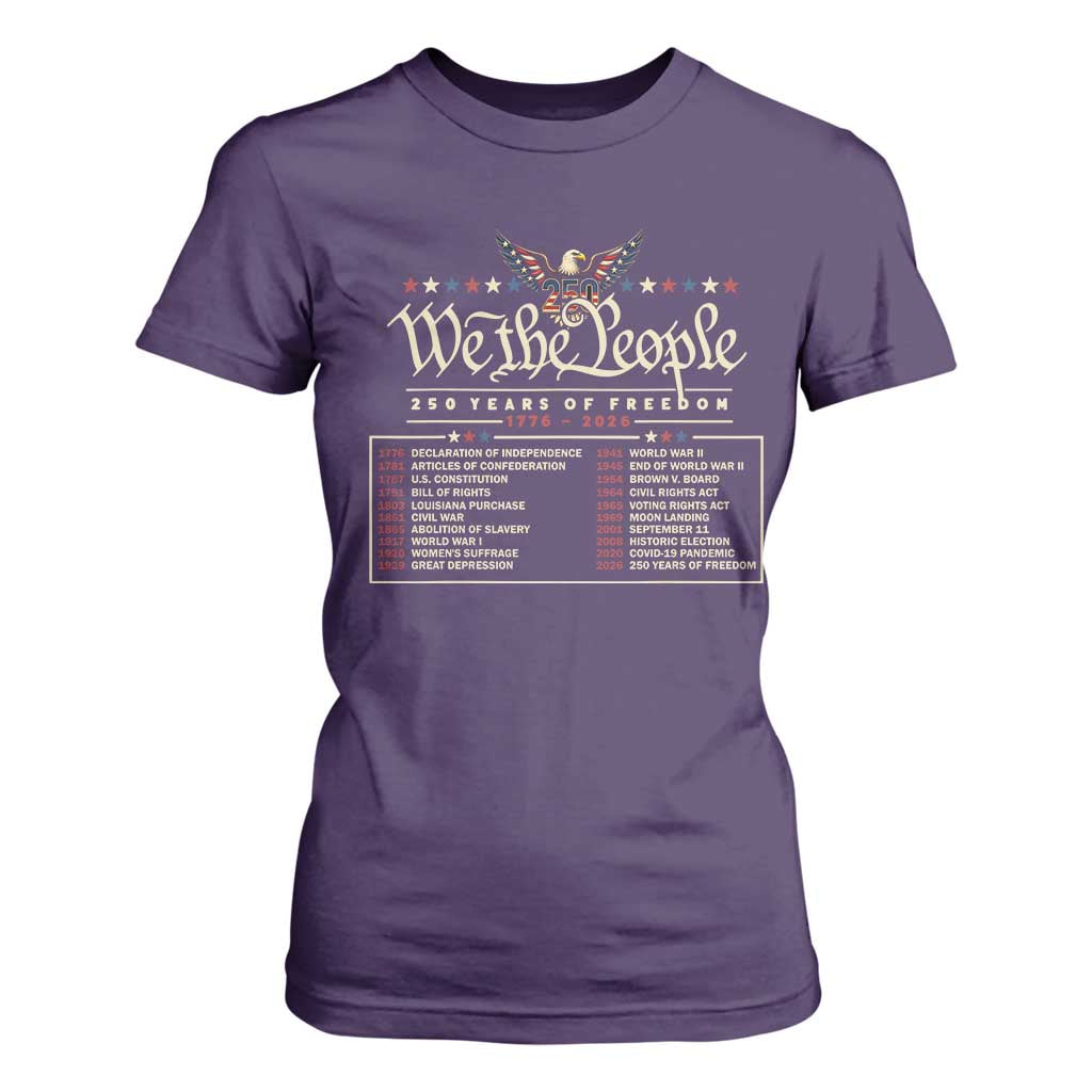 250 Year Timeline 1776 2026 Patriotic Historical Anniversary T Shirt For Women TS11 Purple Print Your Wear