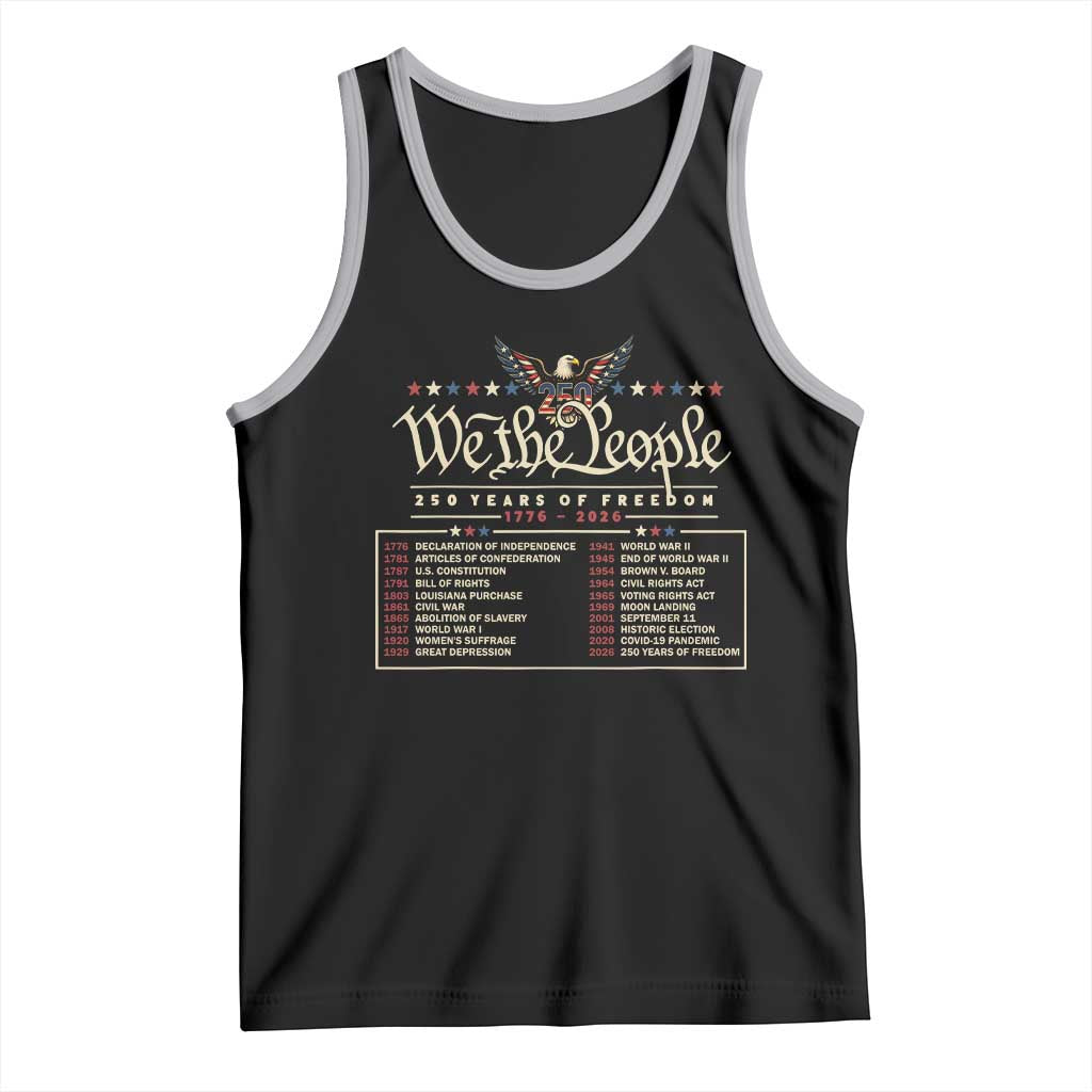250 Year Timeline 1776 2026 Patriotic Historical Anniversary Tank Top TS11 Black Athletic Heather Print Your Wear