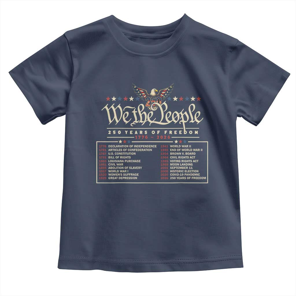 250 Year Timeline 1776 2026 Patriotic Historical Anniversary Toddler T Shirt TS11 Navy Print Your Wear