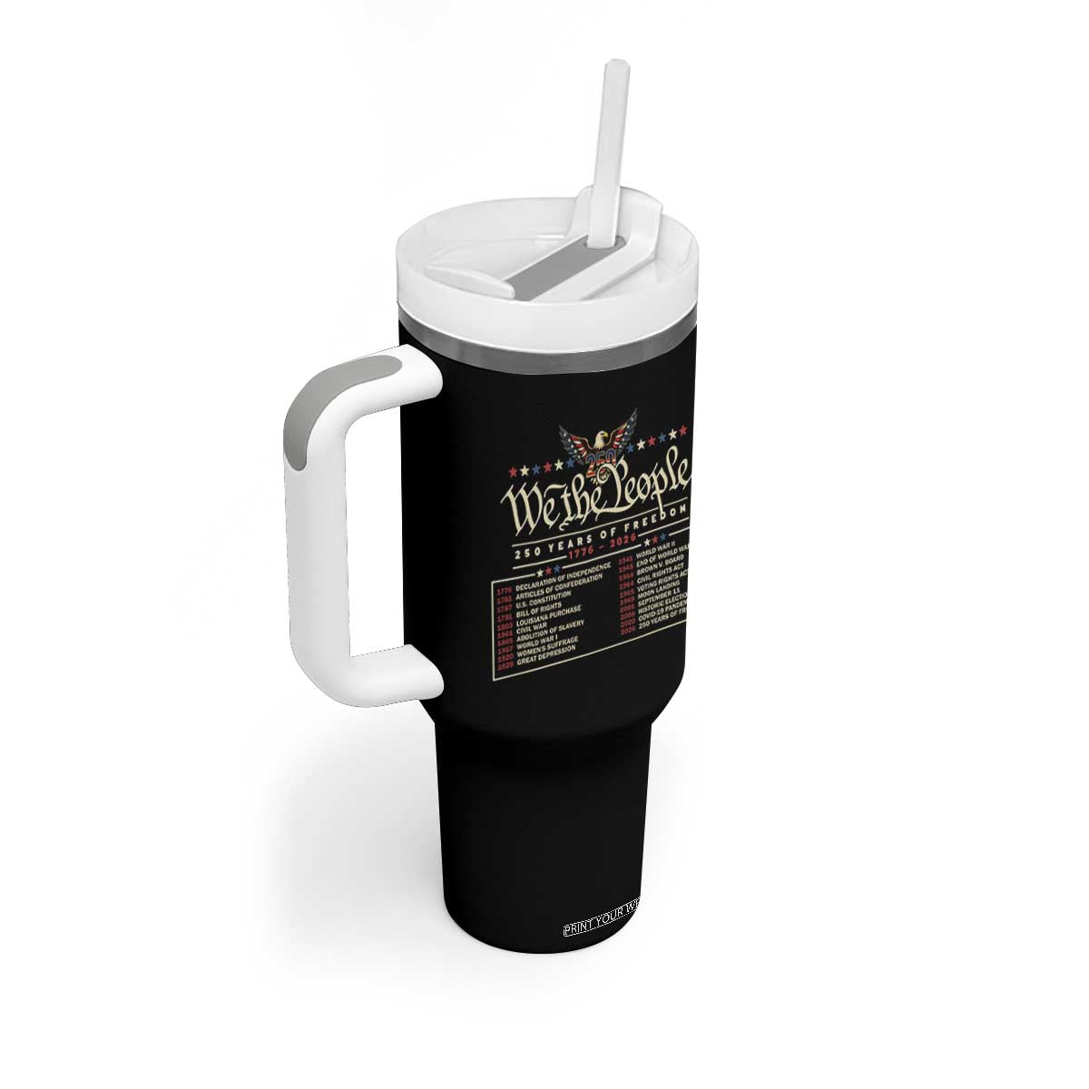 250 Year Timeline 1776 2026 Patriotic Historical Anniversary Tumbler With Handle TS11 Print Your Wear