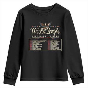 250 Year Timeline 1776 2026 Patriotic Historical Anniversary Youth Sweatshirt TS11 Black Print Your Wear