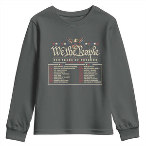 250 Year Timeline 1776 2026 Patriotic Historical Anniversary Youth Sweatshirt TS11 Dark Heather Print Your Wear